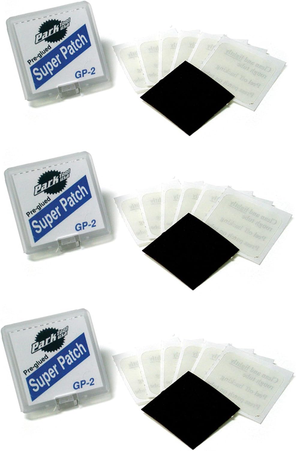 Park Tool GP-2 Pre-Glued Super Patch Puncture Repair Kits (Pack of 3) 3 x Packs