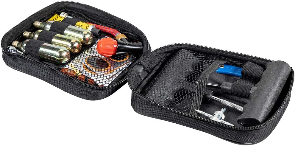 Pit Posse PP3167 Motorcycle Tire Repair Kit with Co2 Inflator and Cartridges for Tube and Tubeless Tires